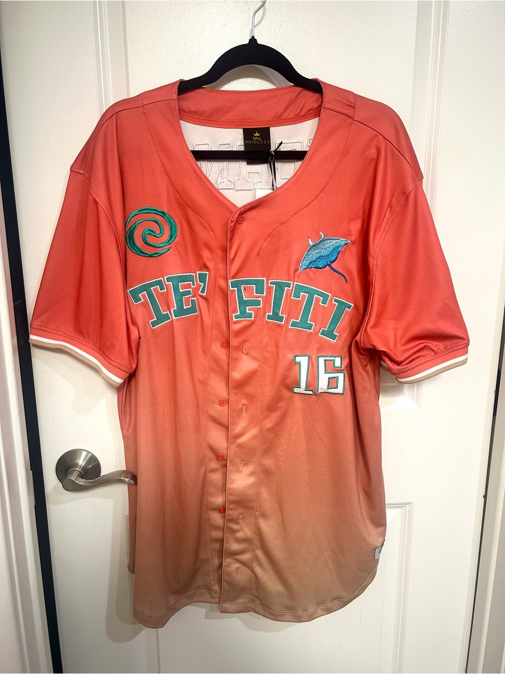 Disney Coral Te'Fiti Men's Baseball Jersey - Green Accents